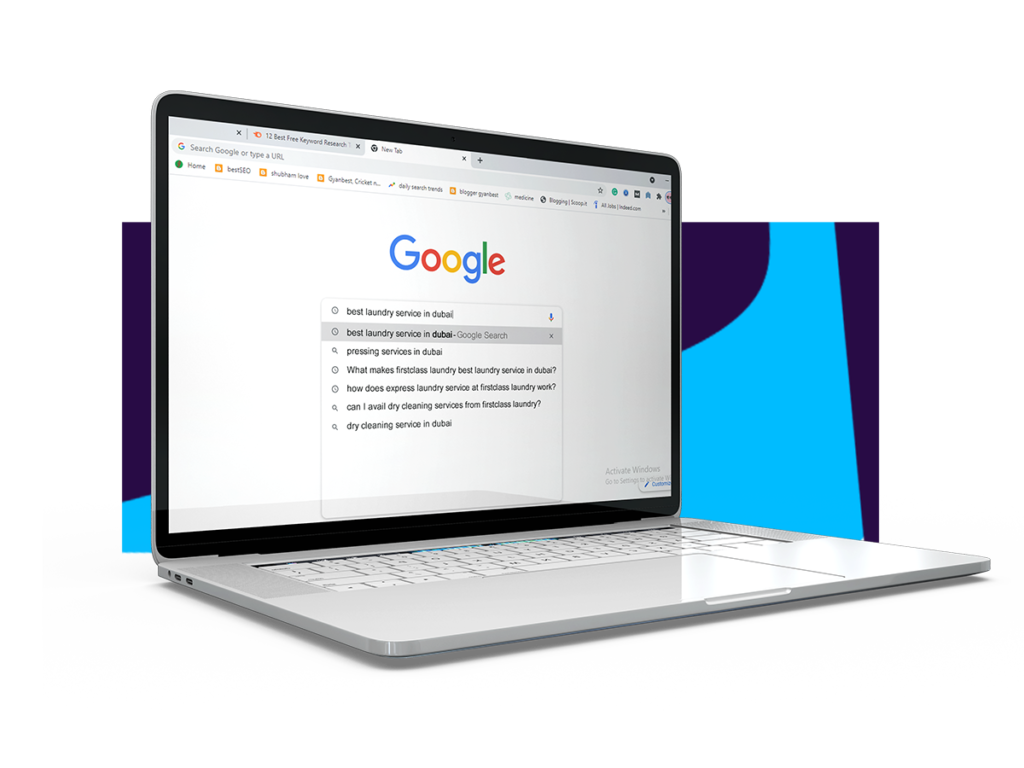 searching FAQs on laptop